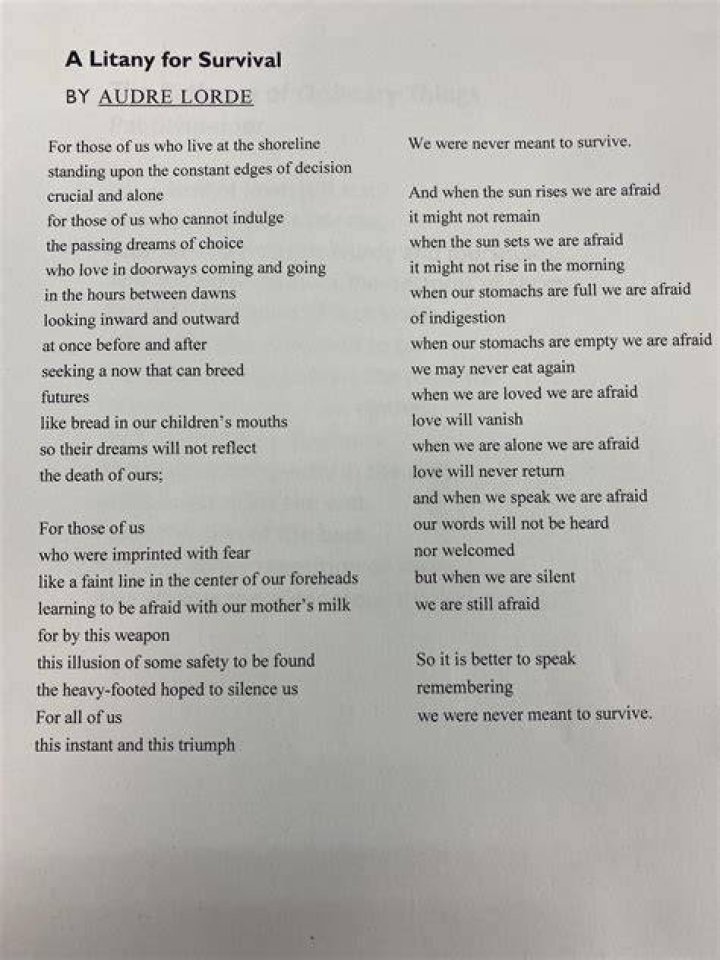 A Litany for Survival The Life and Work of Audre Lorde Audre lorde