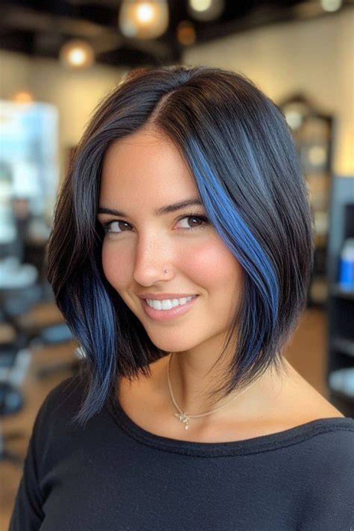 Bob haircut with blue highlights Undercut Bob Hairstyles Blue hair