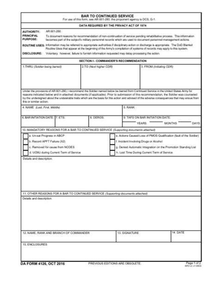Da Form 4126 Fillable Printable Forms Free Online