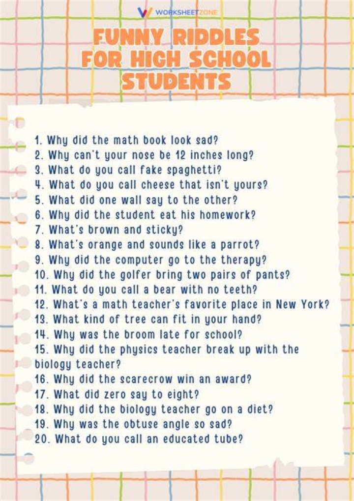 FUN RIDDLES FOR HIGH SCHOOL STUDENTS Riddles, Math riddles, High