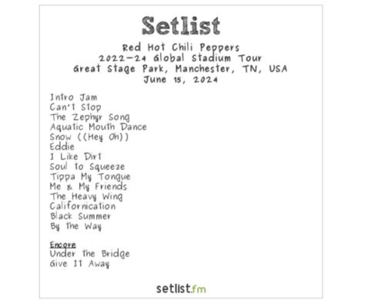 Red Hot Chili Peppers Setlist Syracuse 2024 Arlyne Jacquelynn