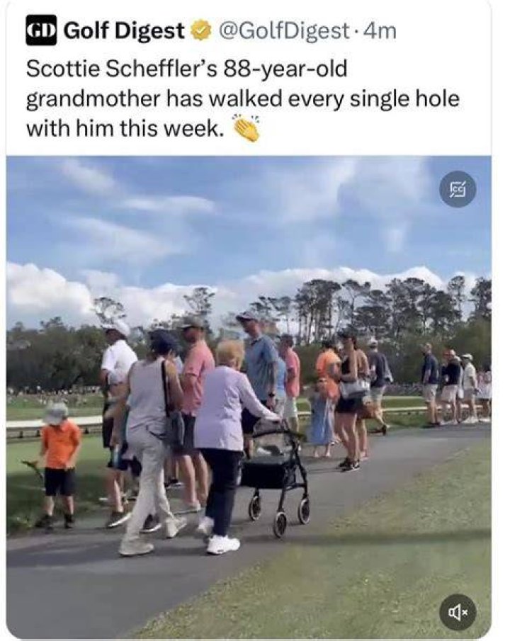 Scottie Scheffler&rsquo;s 88yearold grandma walks every hole of his