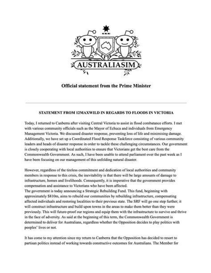 Statement by the Prime Minister