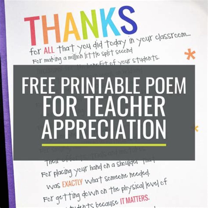Teacher Appreciation Poem Printable Printable Word Searches