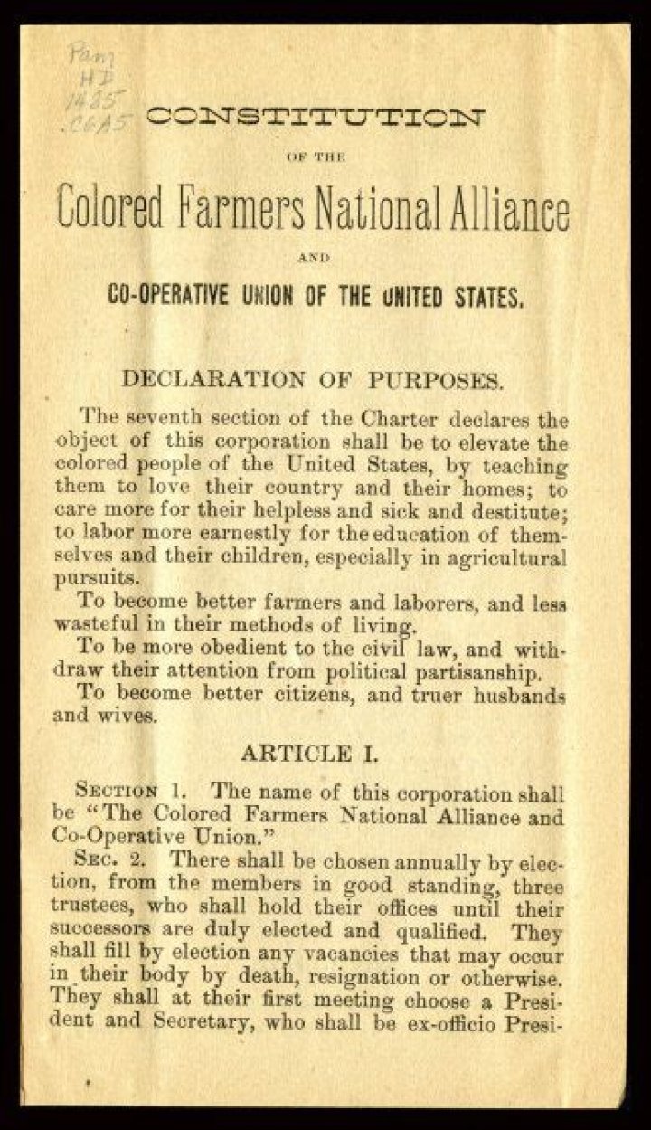 The Colored Farmers' Alliance and Cooperative Union of Virginia