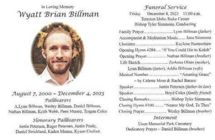 Wyatt Billman Of Terreton Died In A Car Accident, Death & Obituary